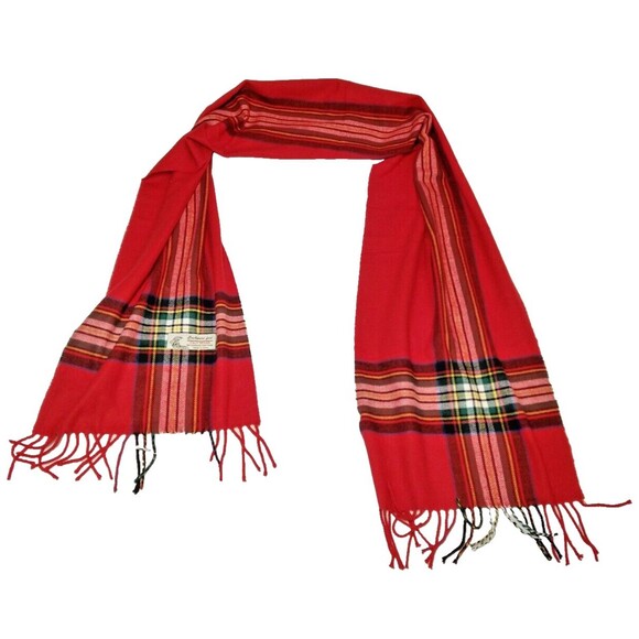 Italy Design Cashmere Feel Winter Red Plaid Scarf - Picture 3 of 5